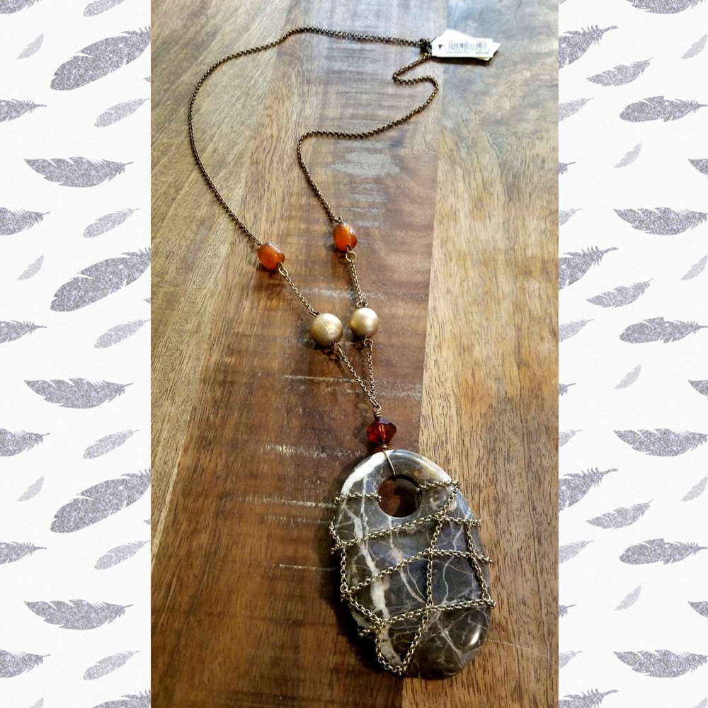 Chain Wrapped Stone Boho Necklace